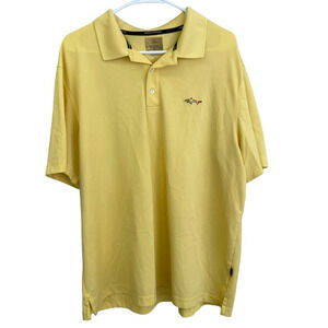 Greg Norman Polo Shirt Men Sz XL Yellow Golf Play Dry Embroidered Short Sleeve